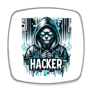 Hacker - Illustration - Viereckiger Kühlschrankmagnet - Weiß - Vorne