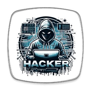Hacker - Illustration - Square fridge magnet - white - Front