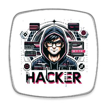 Hacker - Illustration - Viereckiger Kühlschrankmagnet - Weiß - Vorne