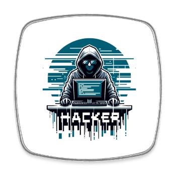 Hacker - Illustration - Square fridge magnet - white - Front