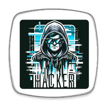 Hacker - Illustration - Square fridge magnet - white - Front