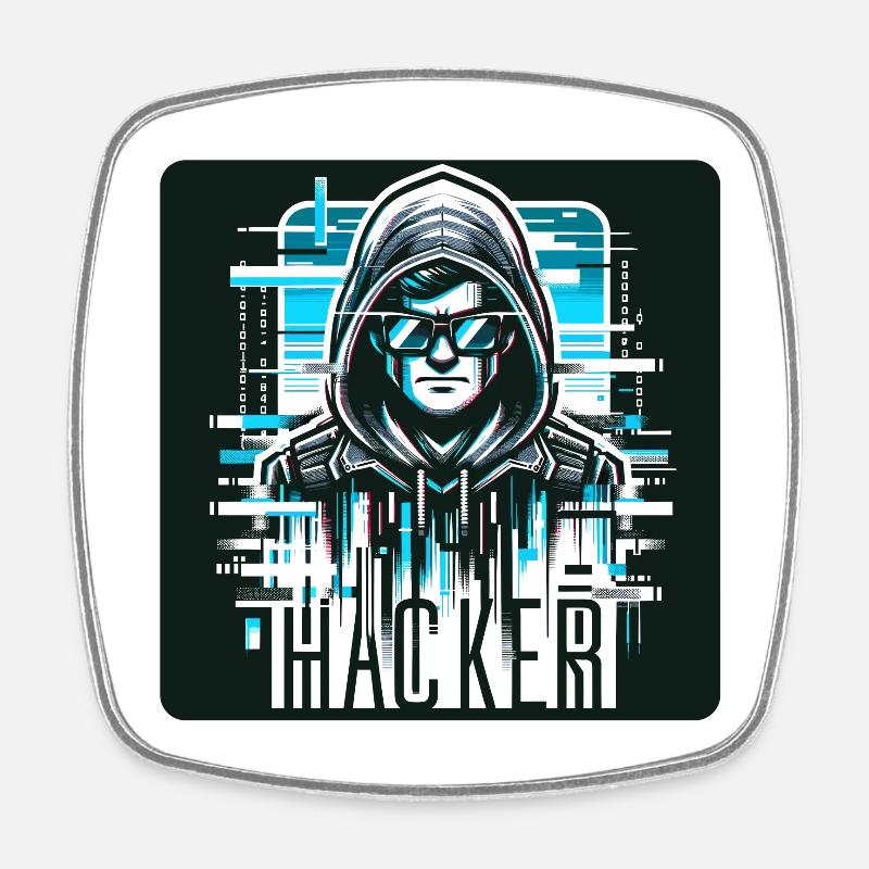 Hacker - Illustration - Viereckiger Kühlschrankmagnet - Weiß