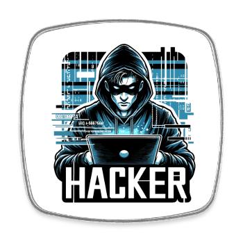 Hacker - Illustration - Viereckiger Kühlschrankmagnet - Weiß - Vorne