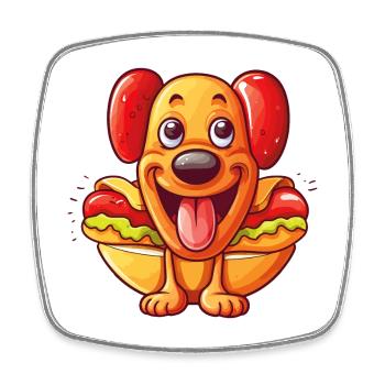 Hot Dog Hund Wurst Fast Food Lecker Lustig Humor - Viereckiger Kühlschrankmagnet - Weiß - Vorne