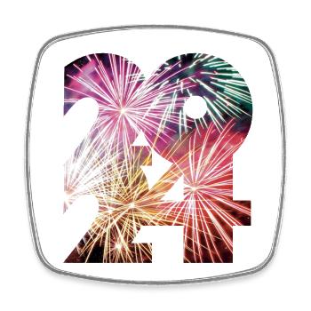 Réveillon du Nouvel An / 2024 / Nouvel An / Naissance / Feu d’artifice - Magnet carré - blanc - Devant