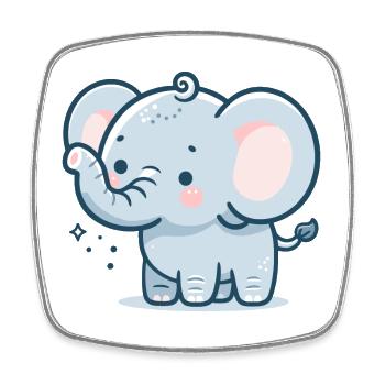ÉLÉPHANT ANIMAL BÉBÉ MIGNON ENFANT ENFANT IDÉE CADEAU - Magnet carré - blanc - Devant