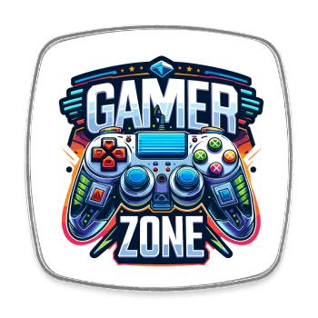 Gamer Zone - Controller Illustration - Square fridge magnet - white - Front