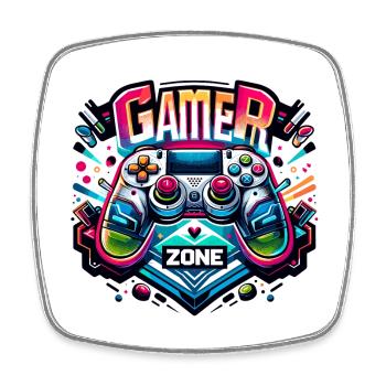 Gamer Zone - Controller Illustration - Viereckiger Kühlschrankmagnet - Weiß - Vorne