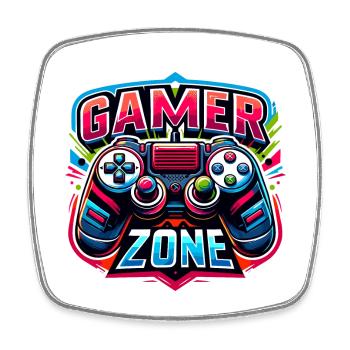 Gamer Zone - Controller Illustration - Square fridge magnet - white - Front