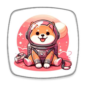 Shiba Inu Astronaut Adventurer - Square fridge magnet - white - Front