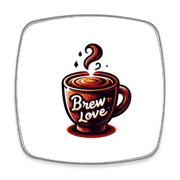 Brew Love - Kaffeetasse Illustration - Viereckiger Kühlschrankmagnet - Weiß - Vorne