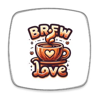 Brew Love - Kaffeetasse Illustration - Viereckiger Kühlschrankmagnet - Weiß - Vorne