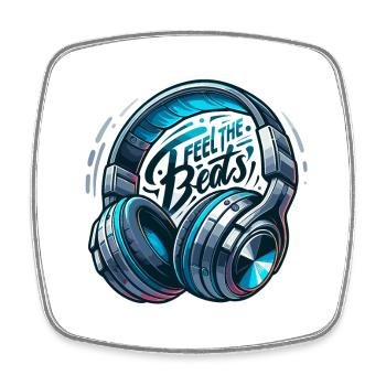 Feel the Beats - Headphones Illustration - Square fridge magnet - white - Front