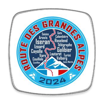 Route des Grandes Alpes V3 | 2024 - Viereckiger Kühlschrankmagnet - Weiß - Vorne