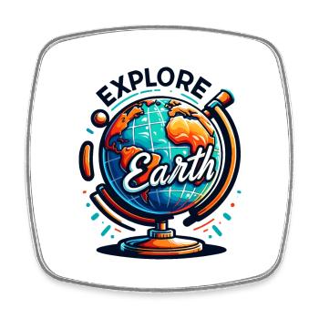 Explore Earth - Erde Illustration - Viereckiger Kühlschrankmagnet - Weiß - Vorne