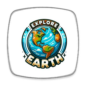 Explore Earth - Earth Illustration - Square fridge magnet - white - Front