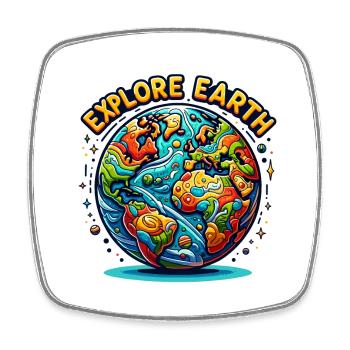 Explore Earth - Earth Illustration - Square fridge magnet - white - Front
