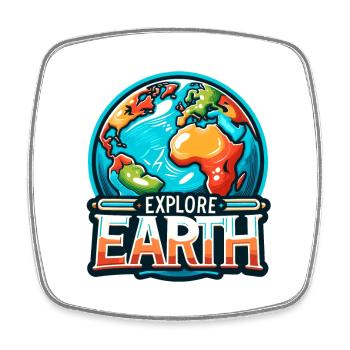 Explore Earth - Earth Illustration - Square fridge magnet - white - Front