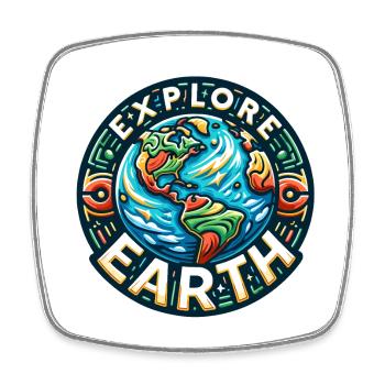 Explore Earth - Earth Illustration - Square fridge magnet - white - Front
