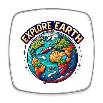 Explore Earth - Erde Illustration - Viereckiger Kühlschrankmagnet - Weiß - Vorne