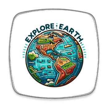 Explore Earth - Erde Illustration - Viereckiger Kühlschrankmagnet - Weiß - Vorne
