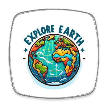Explore Earth - Erde Illustration - Square fridge magnet - white - Front