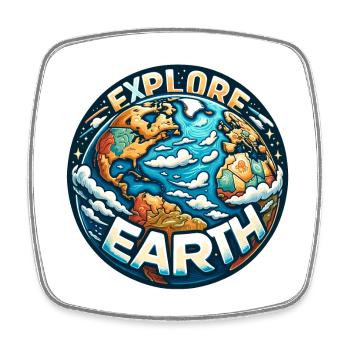 Explore Earth - Earth Illustration - Square fridge magnet - white - Front