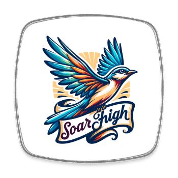 Soar High - Bird Illustration - Square fridge magnet - white - Front