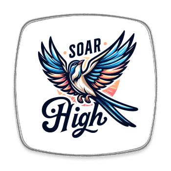 Soar High - bird illustration - Square fridge magnet - white - Front