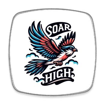 Soar High - bird illustration - Square fridge magnet - white - Front