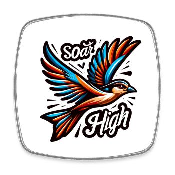 Soar High - Bird Illustration - Square fridge magnet - white - Front