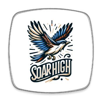 Soar High - bird illustration - Square fridge magnet - white - Front