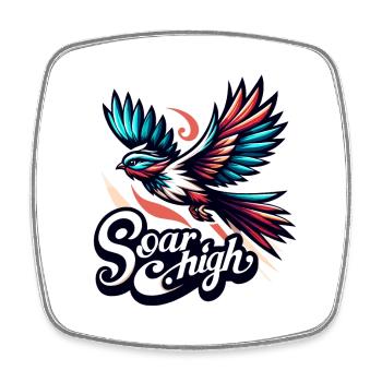 Soar High - bird illustration - Square fridge magnet - white - Front