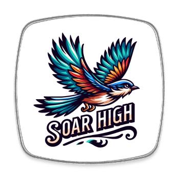 Soar High - bird illustration - Square fridge magnet - white - Front