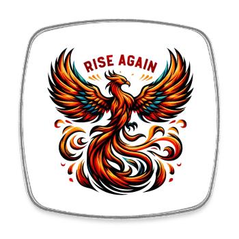 Rise Again - Phönix Illustration - Viereckiger Kühlschrankmagnet - Weiß - Vorne