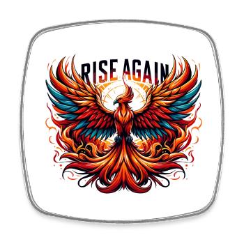 Rise Again - Phönix Illustration - Viereckiger Kühlschrankmagnet - Weiß - Vorne