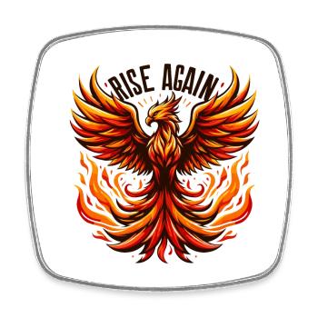 Rise Again - Phönix Illustration - Viereckiger Kühlschrankmagnet - Weiß - Vorne