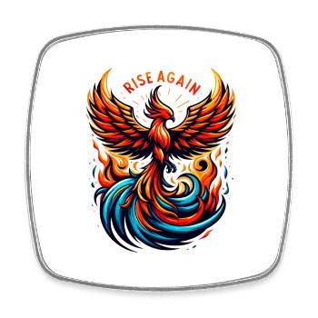 Rise Again - Phönix Illustration - Viereckiger Kühlschrankmagnet - Weiß - Vorne