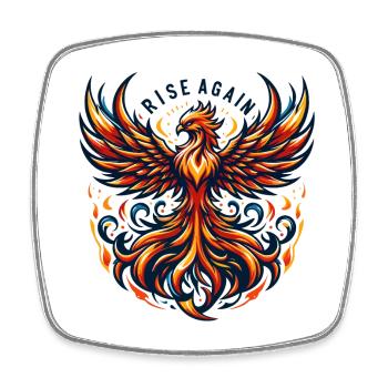 Rise Again - Phoenix Illustration - Square fridge magnet - white - Front