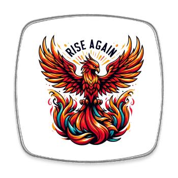 Rise Again - Phoenix Illustration - Square fridge magnet - white - Front
