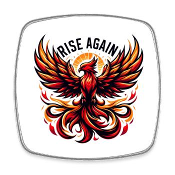 Rise Again - Phoenix Illustration - Square fridge magnet - white - Front