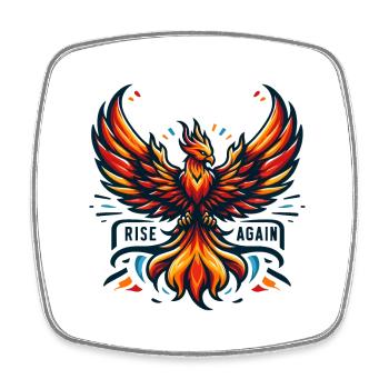 Rise Again - Phoenix Illustration - Square fridge magnet - white - Front