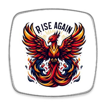 Rise Again - Phoenix Illustration - Square fridge magnet - white - Front