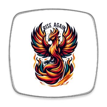 Rise Again - Phönix Illustration - Viereckiger Kühlschrankmagnet - Weiß - Vorne
