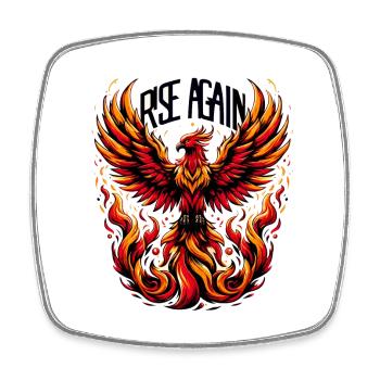 Rise Again - Phoenix Illustration - Square fridge magnet - white - Front