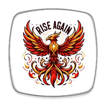 Rise Again - Phönix Illustration - Viereckiger Kühlschrankmagnet - Weiß - Vorne