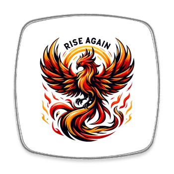 Rise Again - Phoenix Illustration - Square fridge magnet - white - Front