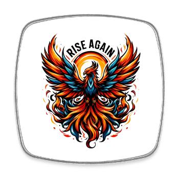Rise Again - Phoenix Illustration - Square fridge magnet - white - Front