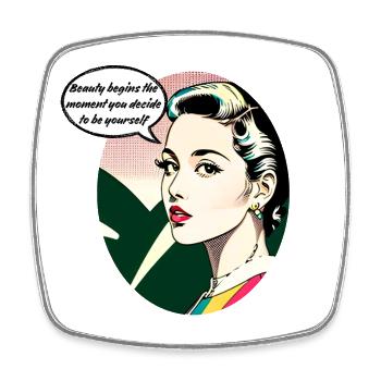 Beauty begins the moment you decide to be yourself - Square fridge magnet - white - Front