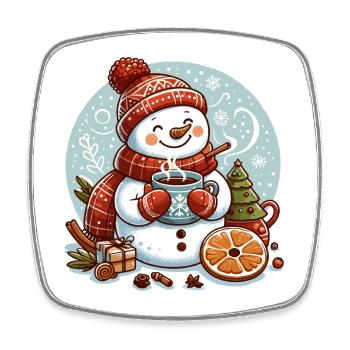 SNOWMAN COLD DRINK HEAT COFFEE TEA WINTER - Square fridge magnet - white - Front